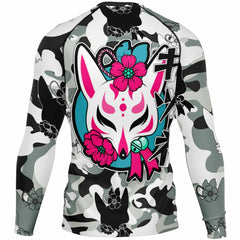 Kitsune Black White Fox Rash Guard Kitsune Black White Fox Rash Guard