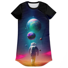 Planet Travel Spaceman T-shirt Dress