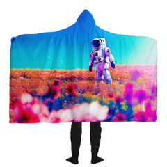 Space Flower Walk Hooded Blanket